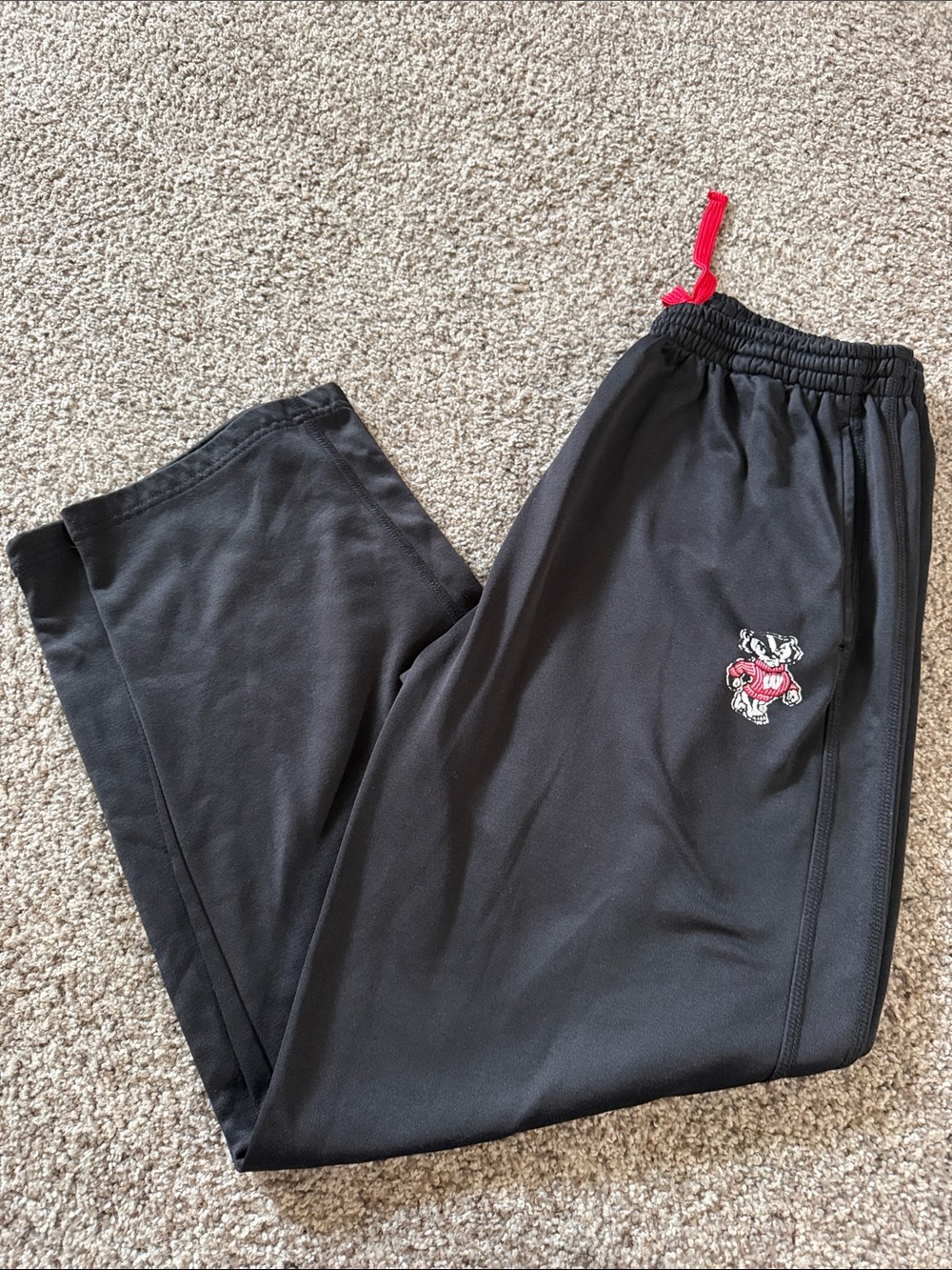 Campus Heritage Wisconsin Badgers Track Pants with Red Drawstring
